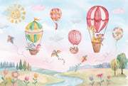 Hot Air Balloons Wallpaper Pastel Sky Childrens Nursery Removable Wall Decor design