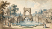Classical Garden Wallpaper Neoclassical Architecture Fountain Pool Removable Wall Decor design
