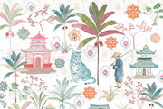 White Background Wallpaper Chinoiserie Removable Tropical Wall Decor design