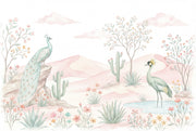 Pastel Desert Landscape Wallpaper Watercolor Pink Dunes Removable Wall Decor design