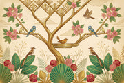Art Deco Wallpaper Floral Removable Birds Wall Decor design