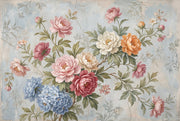 Vintage Floral Wallpaper Peonies Pastel Blue Background Wall Mural design