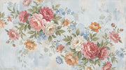 Watercolor Floral Wallpaper Peony Bouquet Pastel Blue Background Wall Mural design