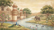 South Asian Palace Wallpaper River Garden Removable Domed Pavilions Wall Decor design