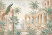 Classical Arches Wallpaper Tropical Palms Peacock Removable Wall Decor design