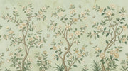 Muted Green Wallpaper Chinoiserie Floral Wall Mural design