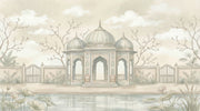 Mughal Pavilion Wallpaper Domed Gazebo Removable Lotus Pond Wall Decor design