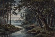 Dark Forest Wallpaper Woodland Landscape Misty Lake Removable Wall Decor design