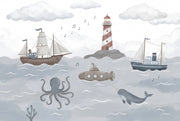 Coastal Wallpaper Nautical Removable Lighthouse Wall Decor design