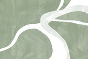 Sage Green Wallpaper White Curved Lines Removable Textured Plaster Wall Decor design