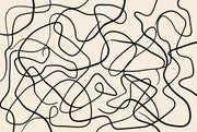 Abstract Line Art Wallpaper Black Squiggles Cream Background Wall Mural design