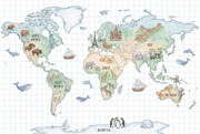 World Map Wallpaper Atlas Geography Removable Wall Decor design