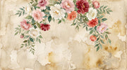 Paper Texture Wallpaper Muted Green Floral Wall Mural design