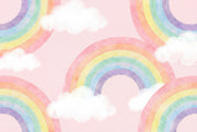 Pastel Rainbow Wallpaper Watercolor Pink Background Removable Wall Decor design