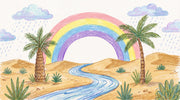 Desert Landscape Wallpaper Pastel Rainbow Palm Trees Removable Wall Decor design