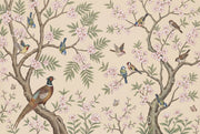 Floral Branches Wallpaper Cherry Blossoms Birds Removable Wall Decor design