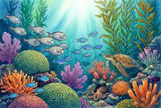 Ocean Reef Wallpaper Underwater Removable Watercolor Wall Decor design