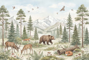 Woodland Wallpaper Mountain Landscape Watercolor Wall Mural design