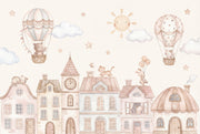 Hot Air Balloon Wallpaper Storybook Town Removable Nursery Wall Decor design