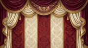 Theatrical Drapery Wallpaper Dark Burgundy European Baroque Wall Mural design