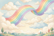 Pastel Rainbow Wallpaper Clouds Whimsical Sky Wall Mural design