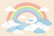 Pastel Rainbow Wallpaper Clouds Removable Whimsical Sky Wall Decor design