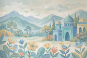 Pastel Landscape Wallpaper Blue Mountains Removable Domed Palace Wall Decor design