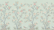 Floral Wallpaper Birds Green Removable Wall Decor design