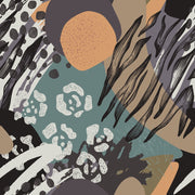 Bold Black and Teal Abstract Pattern Wallpaper design