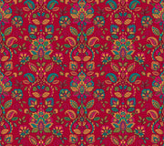 Rich Burgundy Damask Floral Wallpaper design