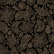 Luxurious Gold Look on Black Floral Pattern Wallpaper design