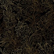 Gilded Gold Look Floral Pattern on Black Wallpaper design