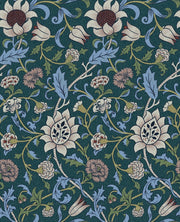 Vintage Floral Wallpaper Dark Teal Botanical Pattern Wall Mural design