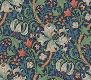 Vintage Floral Wallpaper Dark Blue Botanical Wall Mural design