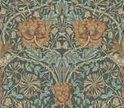 Vintage Floral Wallpaper Teal Botanical Pattern Wall Mural design
