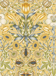 Vintage Floral Wallpaper Golden Tulips and Daisies Wall Mural design