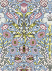 Vintage Floral Wallpaper Blue Tulip Pattern Wall Mural design