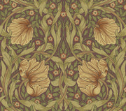 Vintage Floral Wallpaper Olive Green Art Nouveau Wall Mural design