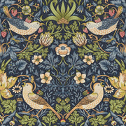 Vintage Bird Wallpaper Dark Blue Floral Pattern Wall Mural design