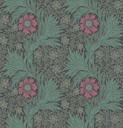 Vintage Floral Wallpaper Dark Green Botanical Pattern Wall Mural design