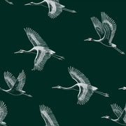 Cranes Wallpaper Dark Green Minimalist Wall Decor design
