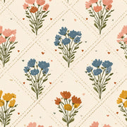 Floral Bouquets Wallpaper Wildflowers Removable Cream Background Wall Art design