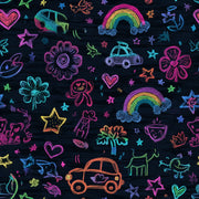 Dark Chalkboard Wallpaper Neon Doodles Kids Drawing Decorative Mural design