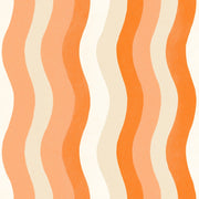 Wavy Stripes Wallpaper Abstract Removable Orange And Cream Wall Decor design