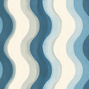 Abstract Wavy Stripes Wallpaper Blue And Cream Coastal Removable Wall Decor design