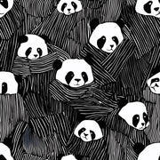 Panda Wallpaper Black And White Removable Repeating Pattern Wall Decor design