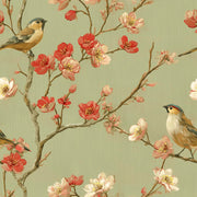 Muted Green Wallpaper Vintage Floral Wall Mural design