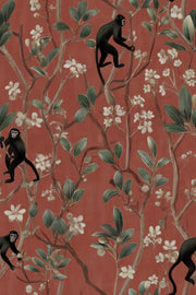 Exotic Monkeys Wallpaper Detailed Floral Decorative Mural design