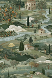 Countryside Wallpaper Vintage Green Wall Mural design