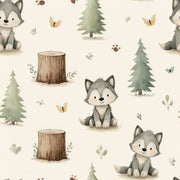 Whimsical Woodland Wallpaper Cartoon Removable Wolves Wall Decor design